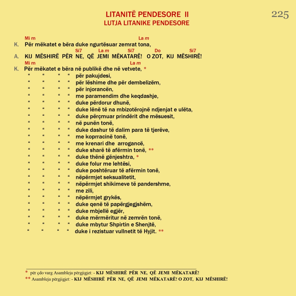 Litanitë pendesore ll
Lutja Litanike pendesore