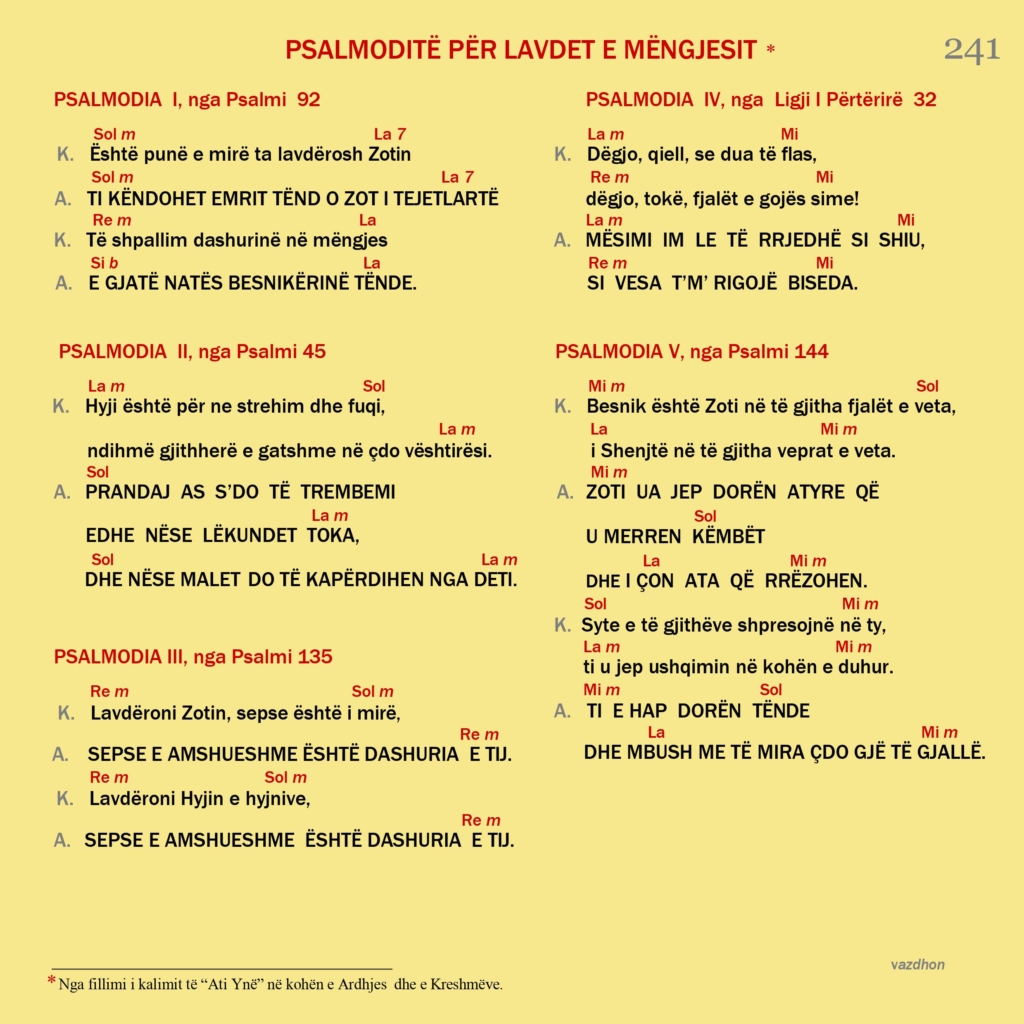 Psalmoditë për lavdet e mëngjesit – faqja 1